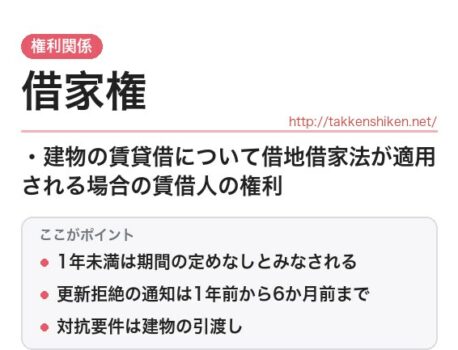 「借家権（存続期間・更新・解約）（借地借家法）」とは？わかりやすく解説