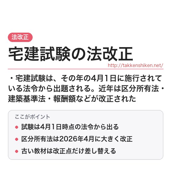 「宅建試験の法改正」とは?わかりやすく解説の要点
