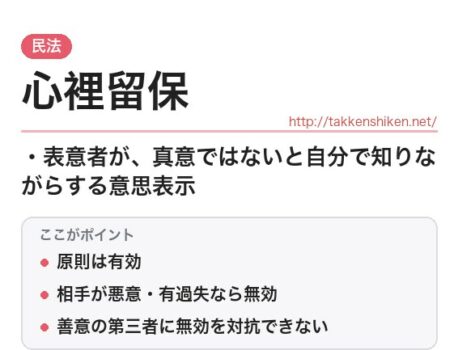 「心裡留保（民法）」とは？わかりやすく解説
