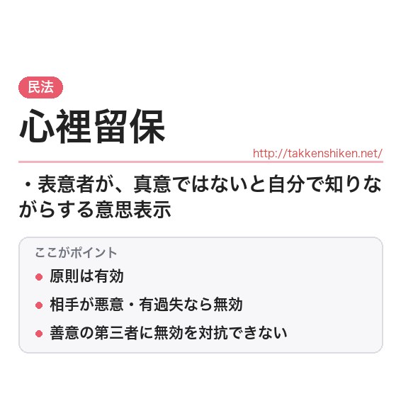 「心裡留保」とは？わかりやすく解説の要点
