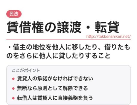 「賃借権の譲渡・転貸（民法）」とは？わかりやすく解説